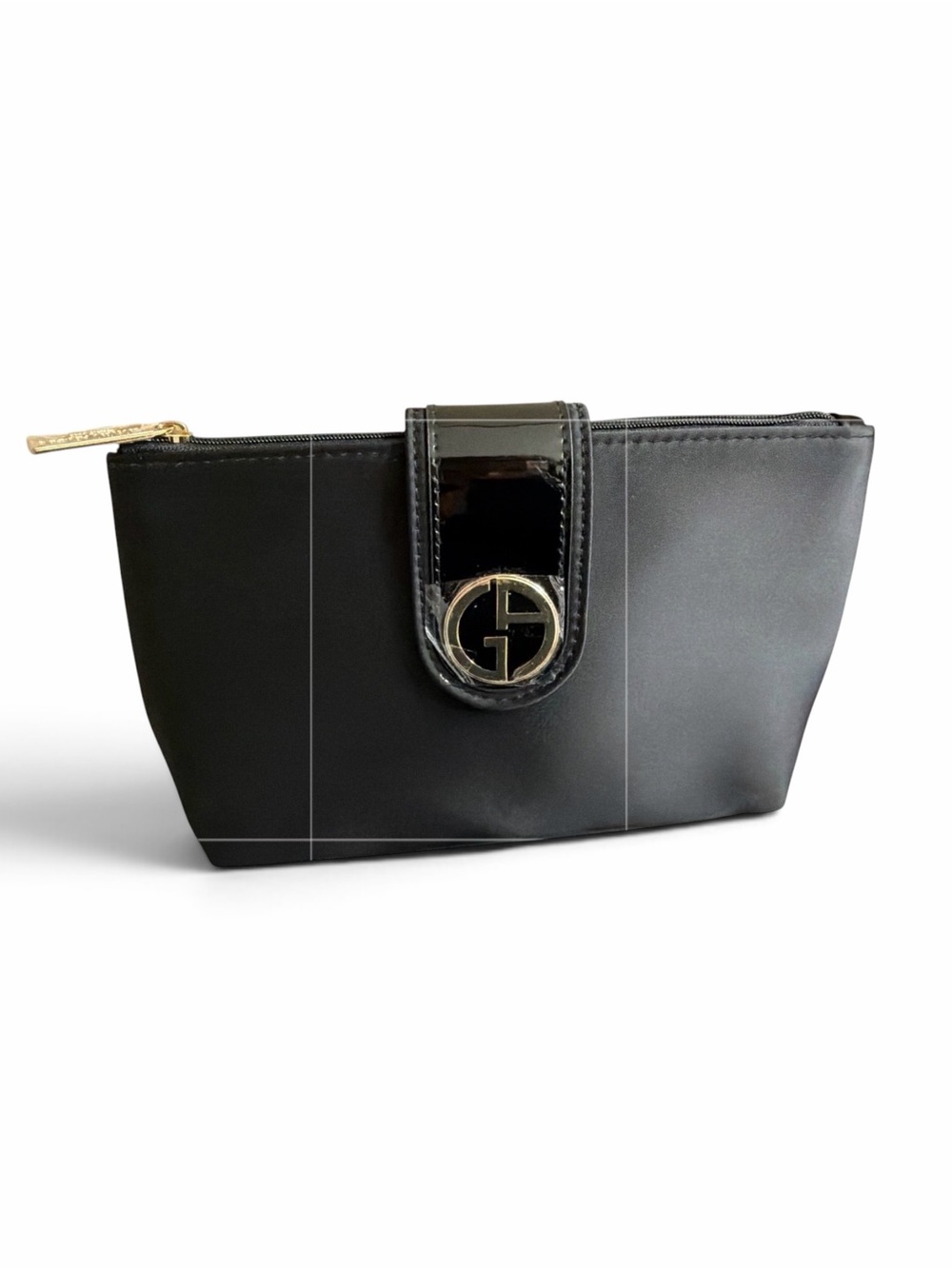 Giorgio Armani Parfums Black Cosmetic Pouch Gold GA Logo